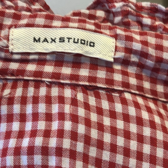 Max Studio Red Gingham Tiered Dress with Puff Sleeves - Picture 10 of 14